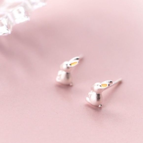 Sterling Silver Bunny Rabbit Earrings - Picture 1 of 4